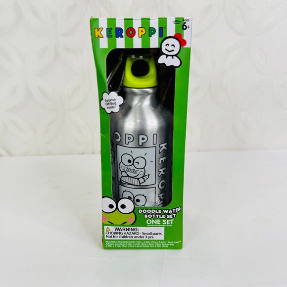 Sanrio Keropi Doodle Water Bottle Set NIB - Picture 7 of 7